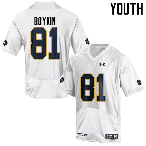 Youth NCAA Notre Dame Fighting Irish #81 Miles Boykin Stitched College Under Armour Authentic White Football Jersey TY10W31SW